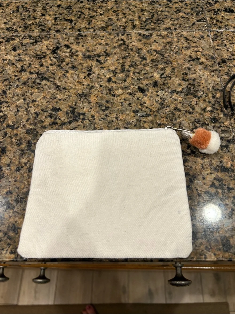 Plush Beaded Ghost Zip Pouch - Peach and White